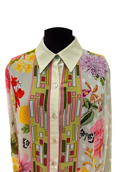 Floral patterned shirt with appliqués GAI MATTIOLO | shirts | LV1272VERDE ACQUA